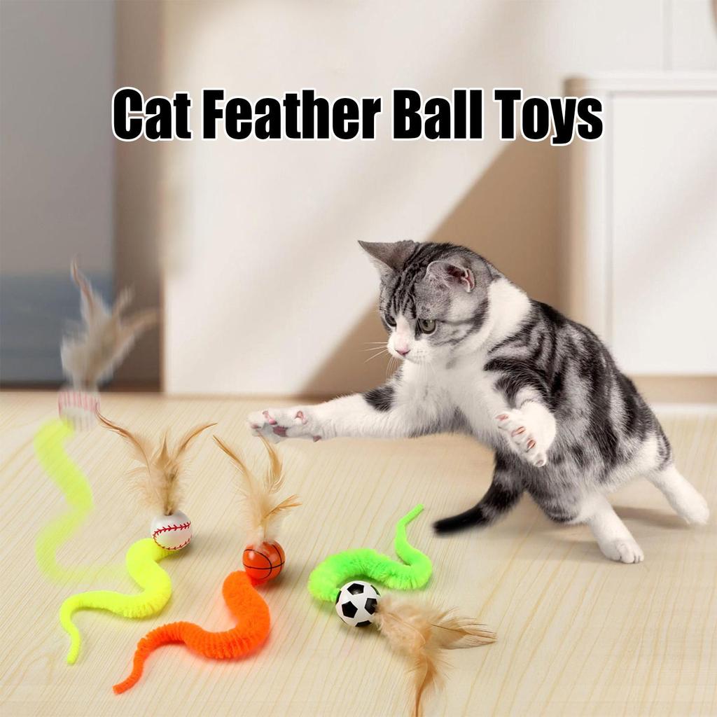 Katzen hüpfball mit interaktivem Katzenspielzeugball Zahnen Hohe Elastizität 3 Stück Farbe Schwanz Vogeljagd Spiel für Haustier Bewegung