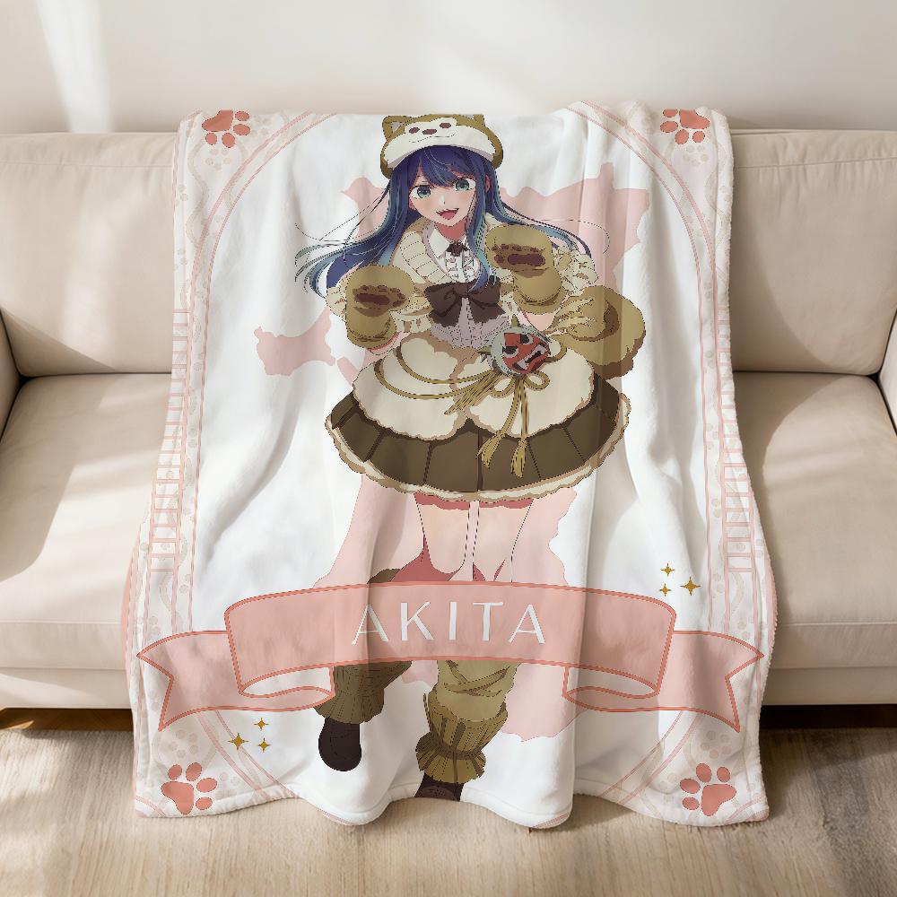 Anime Cute Manga O-oshi No Ko Fanart Flannel Soft Warm Plush Blanket Sofa Living Room Pet Hogar Bedroom Gift Home Car Portable