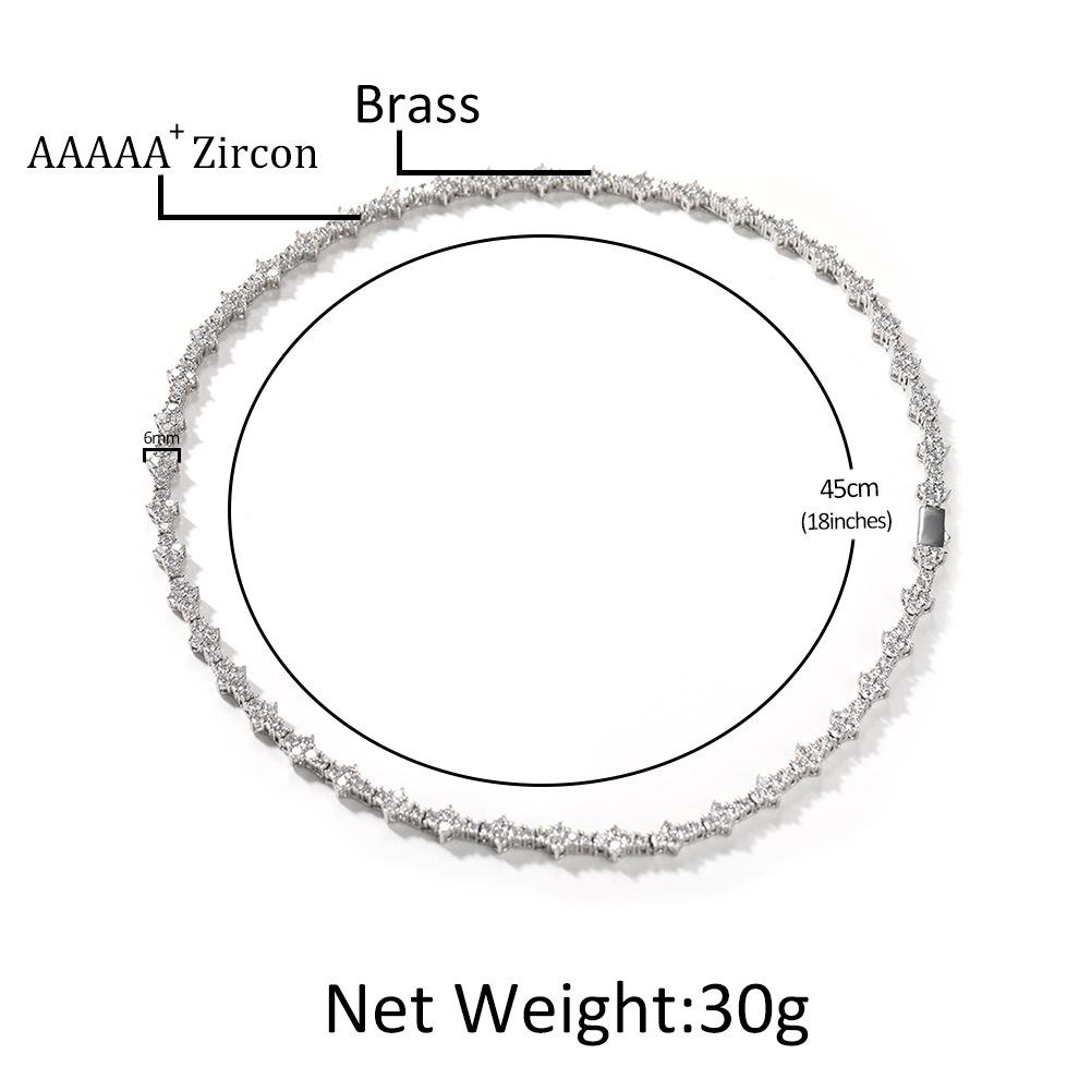 Personalized Diamond-encrusted Hip-hop Necklace Male Rap Trendy Brand High-end Spring Buckle Aircraft Tennis Chain Jewelry