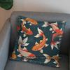 2D Colorful Koi Fish Pattern Decorative Pillow Cover Pattern Cushion Cover Suitable For Sofa Bedroom Car Pillow Cover