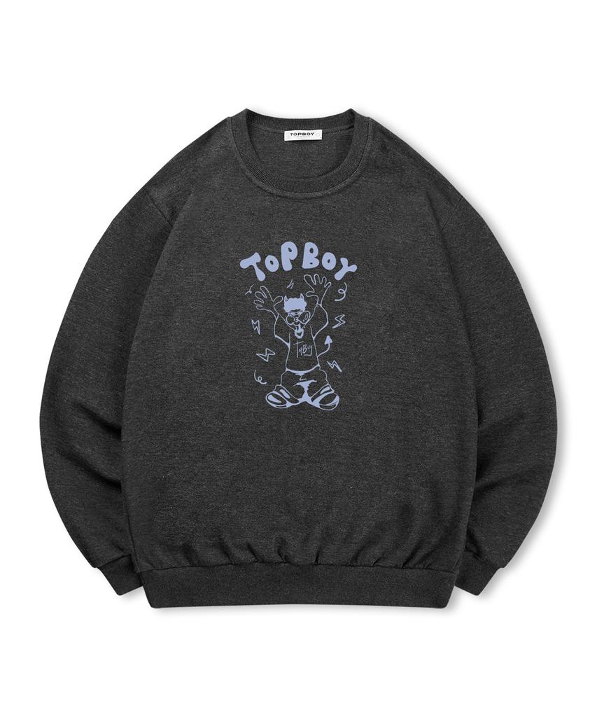 TOPBOY [Non-Fleece Or Fleece-Lined] Dancing Dog Print Sweatshirt (Type A)