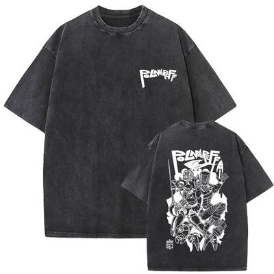 Washed Vintage Anime JoJo's Bizarre Adventure Polnareff Graphic T-shirt Men Women Manga Casual Cotton T Shirts Streetwear Unisex