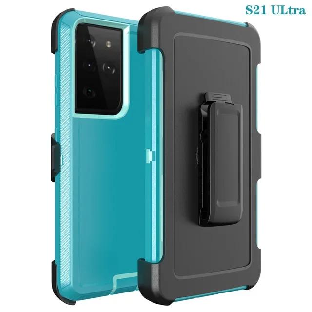 

Hybrid Heavy Duty Armor Stand Case для Samsung Galaxy S23 S22 S21 S20 S24 Ultra S10 S8 S9 Plus Note20 10 Otter Case Box Протиударний чохол на ремінь. for Note 20 Ultra світло-синій колір