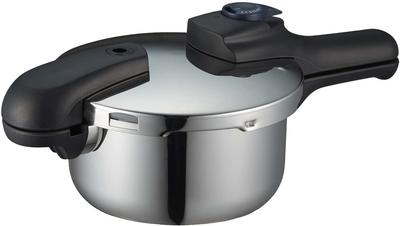 Panela de pressão Pearl Metal Aço inoxidável IH compatível com 3 camadas de fundo comutável Receita incluída Quick Eco 2,5L H-5039