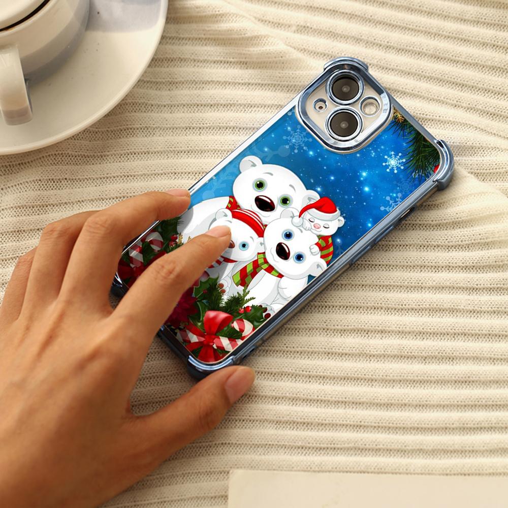 Ae110 Merry Christmas Electroplated TPU Phone Cases for Samsung A20s A54 A12 A14 S22 S23 S24 Ultra A55 A15 S20 S21 FE Four Corner Protection Cover