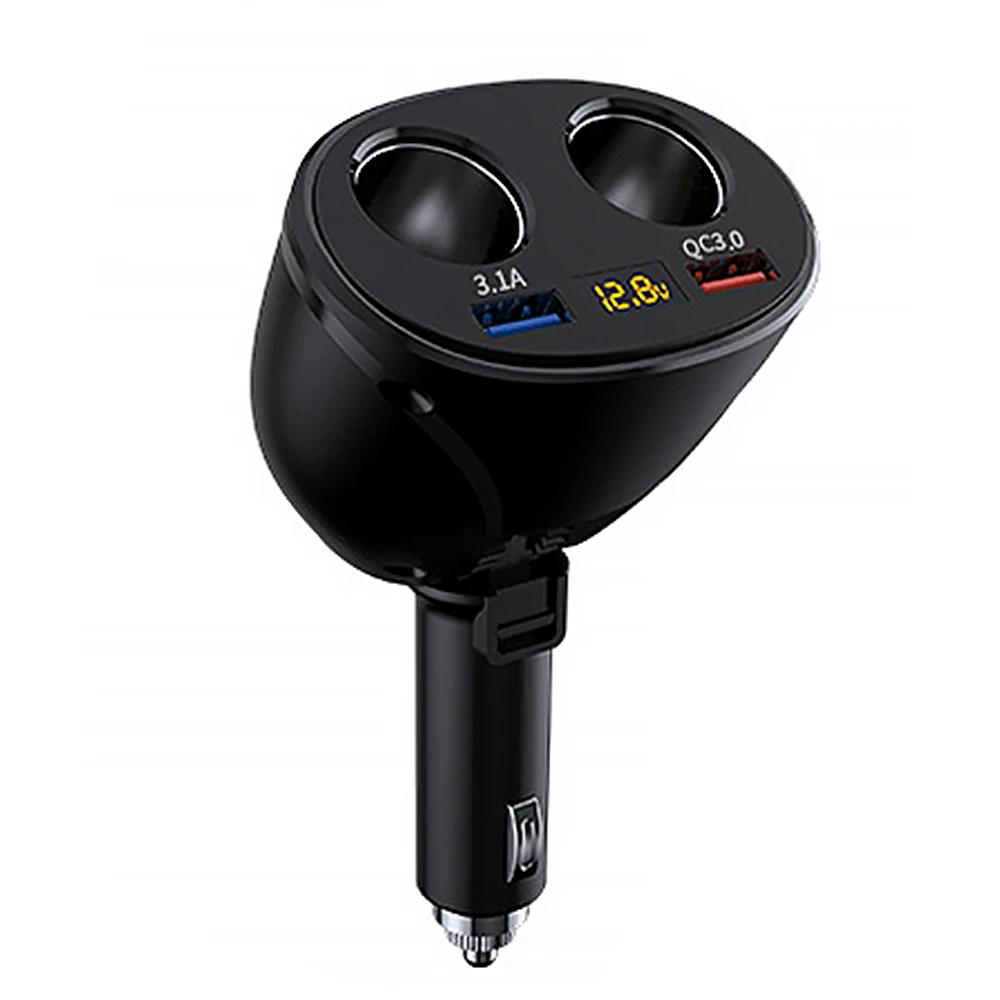 

Автомобильный адаптер прикуривателя, 2-канальное зарядное гнездо USB, разветвитель для быстрой зарядки, вращение на 180 градусов, автомобильное зарядное устройство 12 В-24 В чёрный