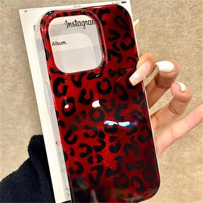 Voor iPhone 17 16 15 14 13 12 11 Pro Max Hoesje Vortex Print IND Vintage Wijnrood Luipaardprint Cover Voor iPhone XS XR 7 8 Plus 16e