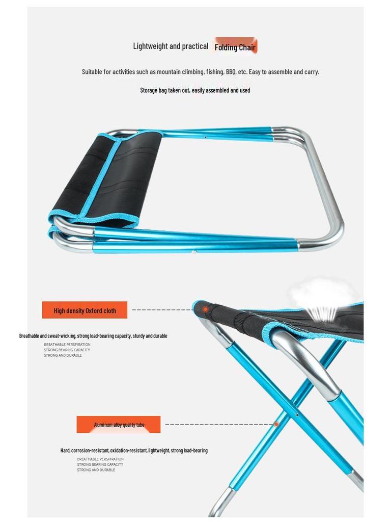 Large Portable 7075 Aluminum Folding Stool for Outdoor BBQ, Fishing, Camping, and More.