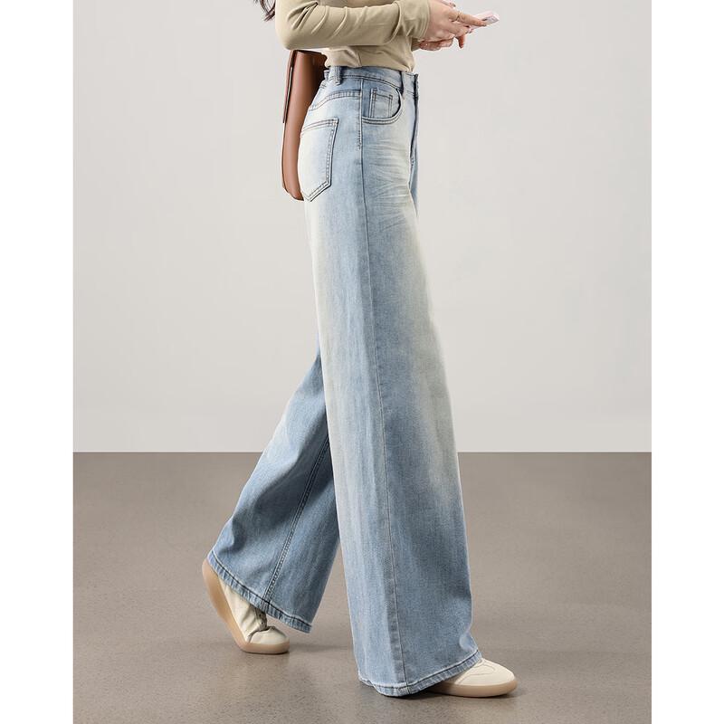 TERRE BLEUE Women's Vintage High-Waist Wide-Leg Jeans