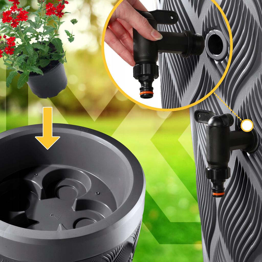 KADAX Rainwater Tank 240L Water Barrel Container With Tap Pot Large