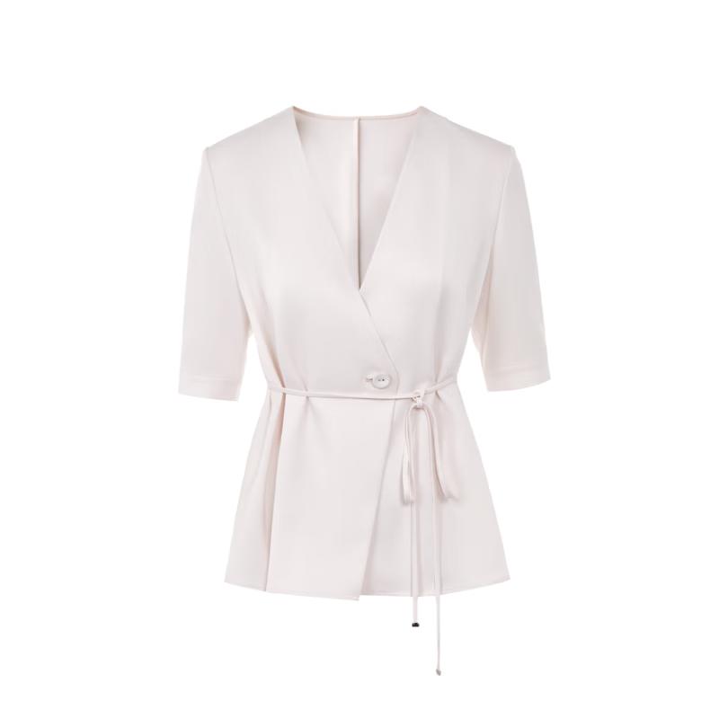 Langzi V-Neck Waist-Tie Blazer XXL