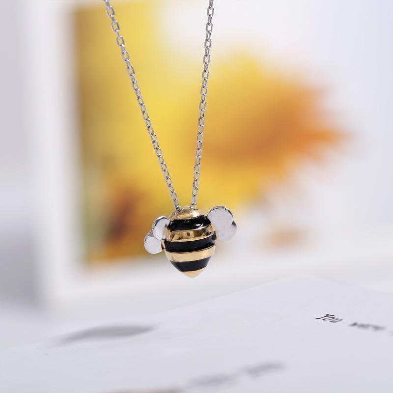 Party 925 Sterling Silver Cute Bees Necklaces & Pendants For Women High Quality Lady Sterling-silver-jewelry