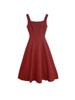 New 2026 French Hepburn Style Red Spaghetti Strap A-Line Dress for Women - Summer Waist-Cinched Long Dress