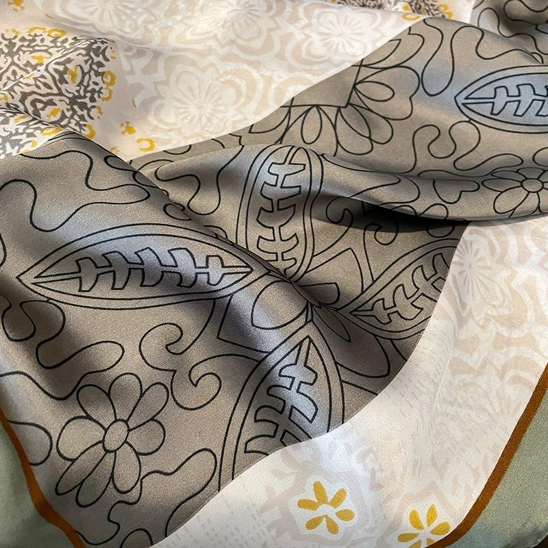 90*180 Large Imitation Silk Square Scarf Printed Fashion Versatile Beach Towel Neck Scarf For Ladies