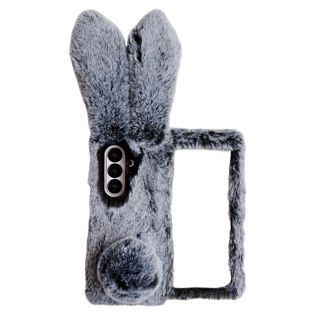 For Samsung Galaxy Z Fold7 5G Case Bunny Ears Winter Plush Hard PC Phone Cover