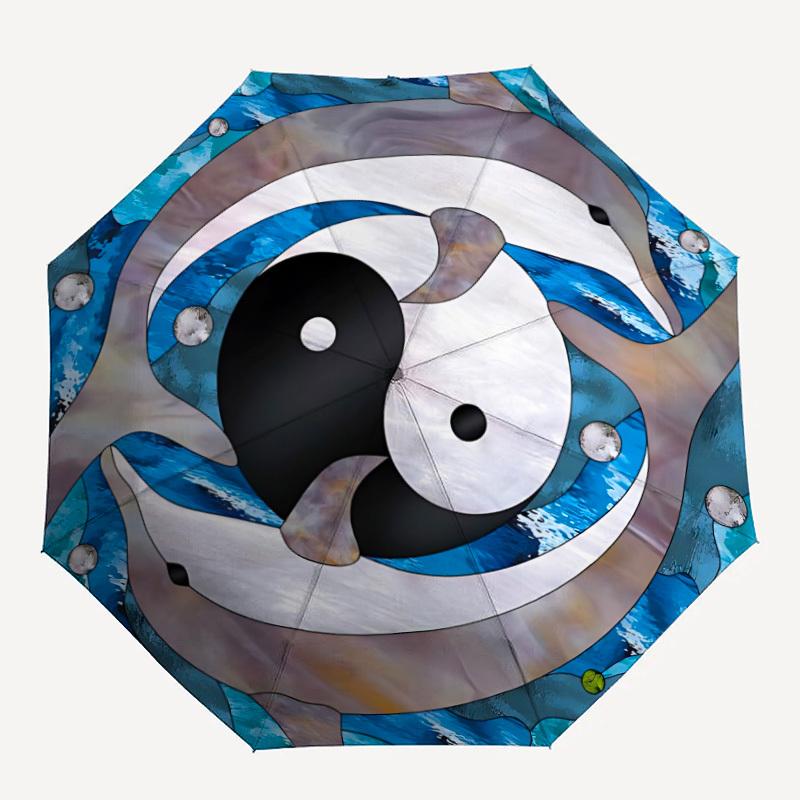 

1pc Yin Yang Fish Auto-Fold Umbrella with One-Touch Open/Close - 8 Reinforced Ribs for Windproof Stability,Daily Use yy251118139