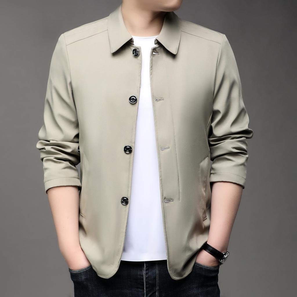 Spring and Autumn Men's Lapel Jacket High-end Casual High-end Business Men's Clothing Jacket Daddy Jacket