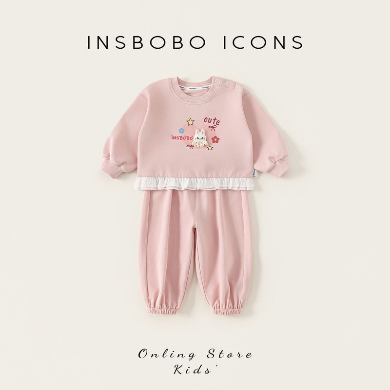 Insbobo Baby Girl Outfit 2026 Spring New Stylish Fashionable Baby Spring Clothes Children s Clothing Spring and Autumn Fashion Pink 73
