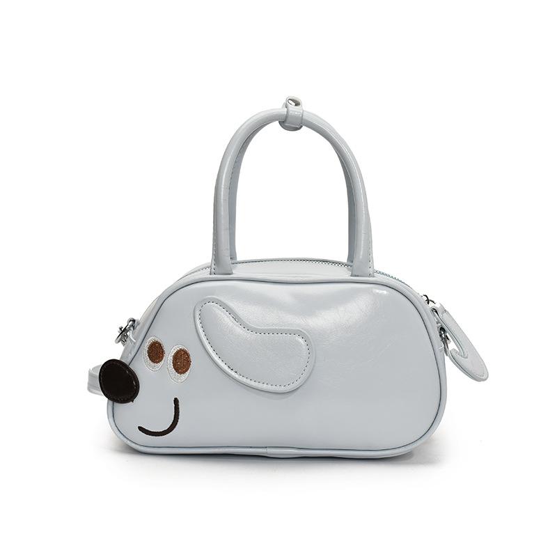 Retro underarm small bag women's new fashion suede matte shoulder bag cute puppy baguette bag