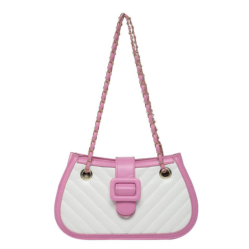 French casual underarm bag women's 2025 spring new diamond chain handbag fashionable texture shoulder bag