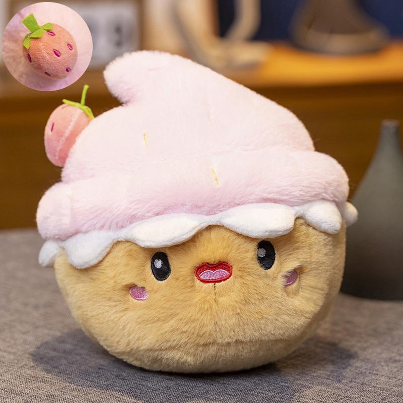 Cartoon Delicious Dessert Plush Doll Fruit Cake Personification Food Ice Cream Doll Dessert Shop Decoration Gift for Girls Boys