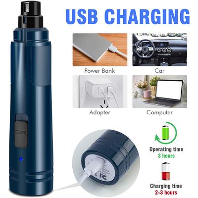 Pet Nail Sharpener Cats Dog Nail Grinder With ED Light 2-Speed USB Charging Nail Trimmer Low Noise Powerful Painless Paw Grooming