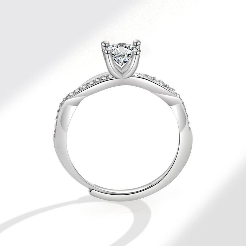 Women Moissanite Ring Love Intertwined Twisted Vine Design Diamond Ring Elegant Jewelry Gift For Her Anniversary