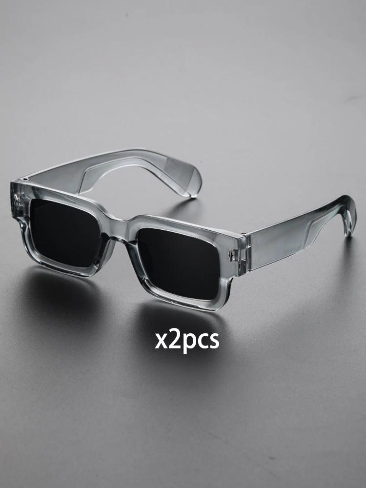 1Pc Unisex Square Plastic Frame Trendy Classic Sunglasses For Outdoor Travel Uv Protection Accessories