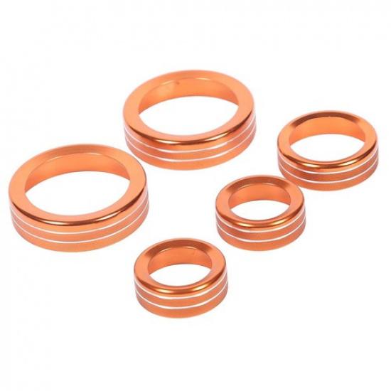 5Pcs Orange Center Console Knob Trim Ring Cover Fit For Ford Maverick -