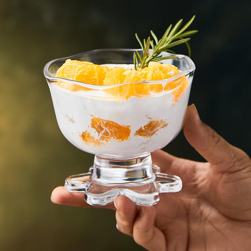 Trendy INS Style Glass Dessert & Drink Cup for Ice Cream, Milkshakes, and Juices
