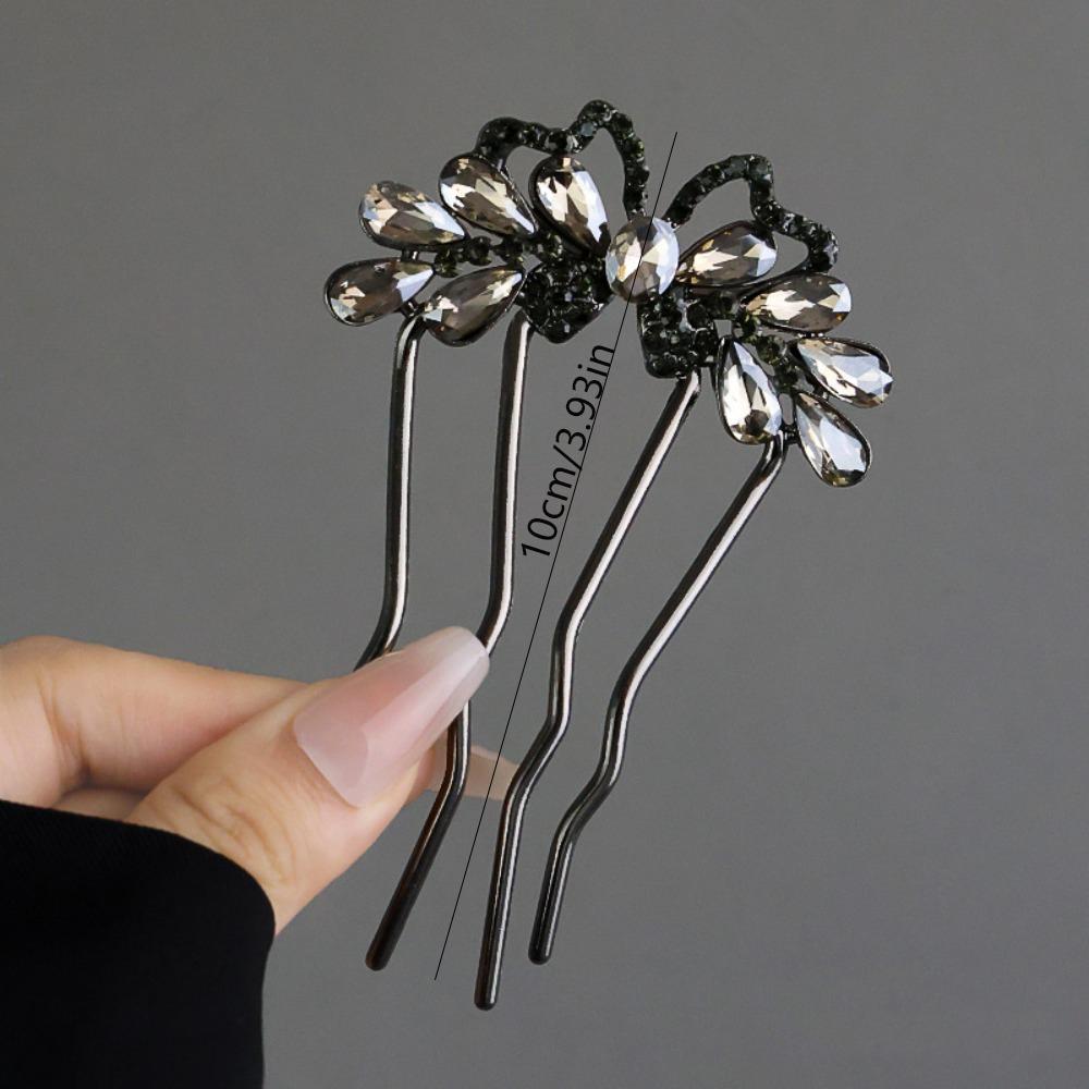 1pc Gun Black Flower Hairpin New Chinese Hairpin Female Ancient Style Coiled Hair Temperament Hairpin Haircomb Daily Hairpin