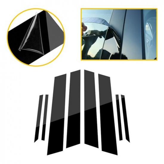 8x Glossy Black Car Door Window Pillar Post Cover Trim For Honda Civic 12-15 US