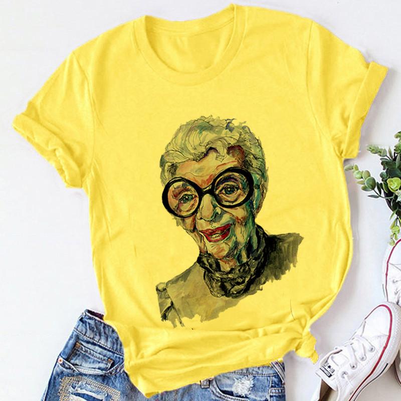 Yellow Plus Size T Shirt Women Summer Print Lady Casual T Shirt Tops Harajuku Streetwear