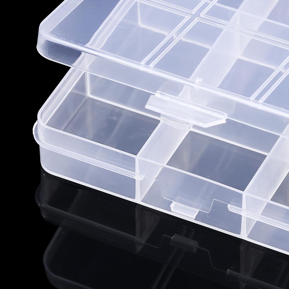 Plastic Jewelry Box 6/10/15/24/28 Compartment Slot Organizer Storage Beads Container Jewelry Storage Box Rectangle Case