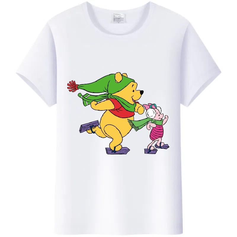 Y2K Tshirt Kawaii Clothes Tops Unisex Cartoon Winnie The Pooh Tigger Graphic T-shirt Summer Blouses White Tees