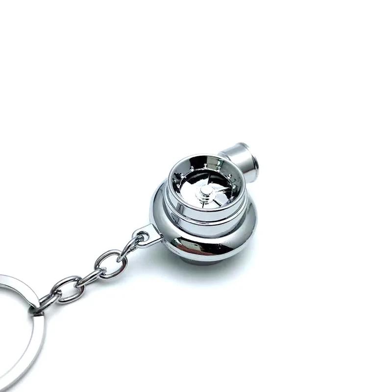 1Pcs Mini Turbo Turbocharger Keychain Spinning Turbine Key Chain Ring Keyring Keyfob Car Keyring Car Interior Accessories