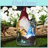 Solar Figurine With Gnome Pumping Light Washing Dog Dwarf Elf Resin Statue