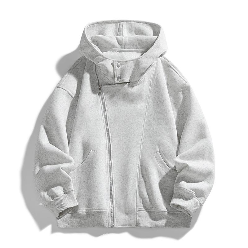 

Minimalist Zipper Hooded Sweatshirt Men and Women 2026 Spring and Autumn Jacket Cardigan Loose Heavyweight Jacket Breathable Work Casual Jacket S