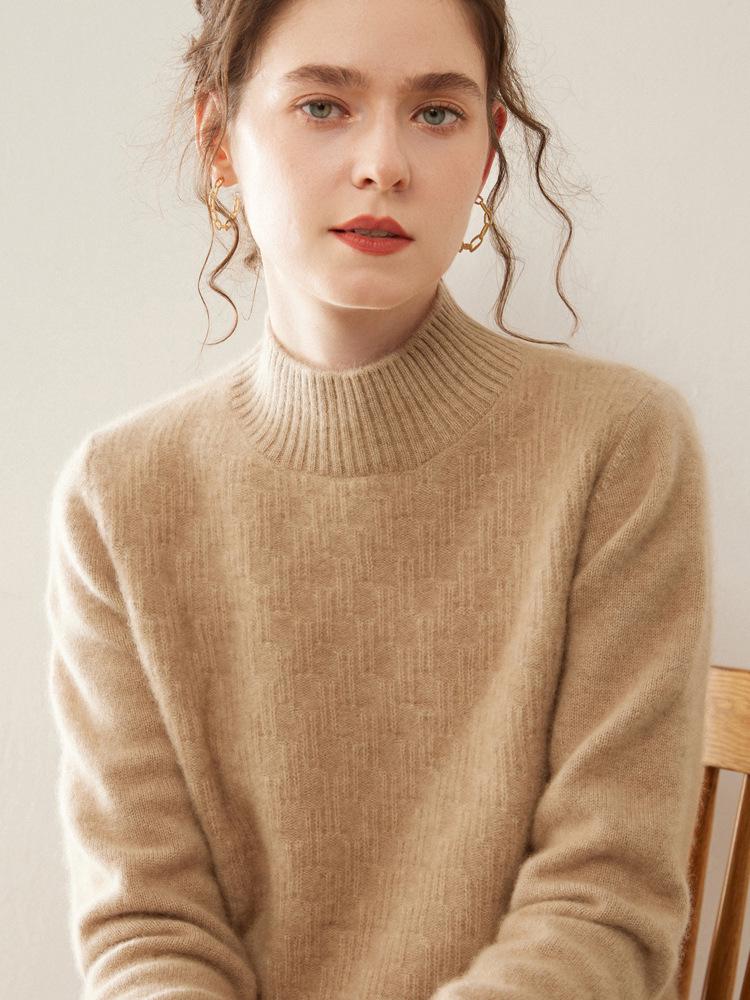 Women's Thickened Cashmere Knit Sweater: Vertical Stripes, Long Sleeves, Solid Color Pullover - Perfect for Layering