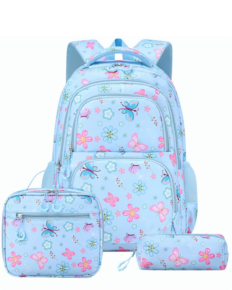 3 Stuks/Set rugzakken met bloemenprint voor kinderen Leuke schooltas voor tienermeisjes Waterdichte schooltassen Met lunchtas Etui