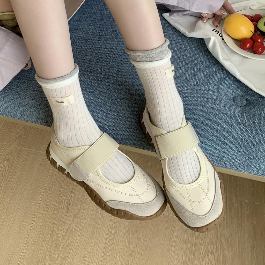 IPPEUM Mary Janes Shoes Round Toe 2025 New Women Flat Shoe Black Red Ballet Sneakers