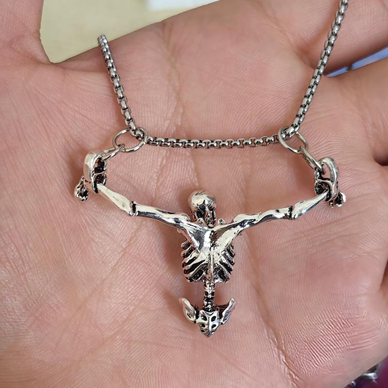 Punkowy Styl Ukarany Mężczyzna Czaszka Wisiorek Naszyjnik Dla Mężczyzn Vintage Spersonalizowany Naszyjnik Akcesoria Biżuteria na Imprezę Prezenty na Halloween