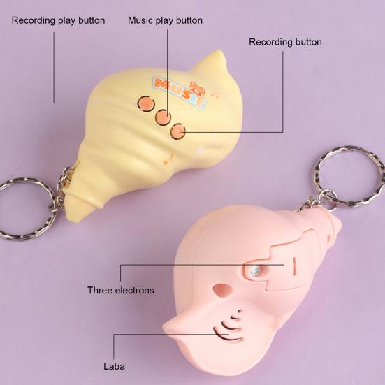 Mini Conch Shell Horn Keychain with Voice Recorder Cartoon Toy Pendant for Bags Backpacks Novelty Phone Charm Grab Machine Prize Fun Gift for Kids