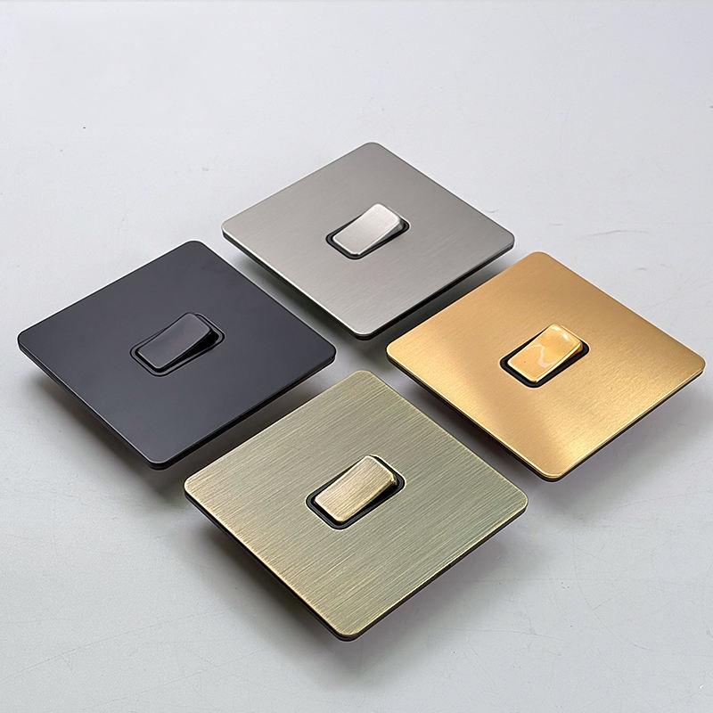 LangYeao Stainless Steel Wall Switch Socket UK Standard,1/2/3/4 Gang 1/2 Way Toggle Light Switch EU Sockets for Homes Hotels