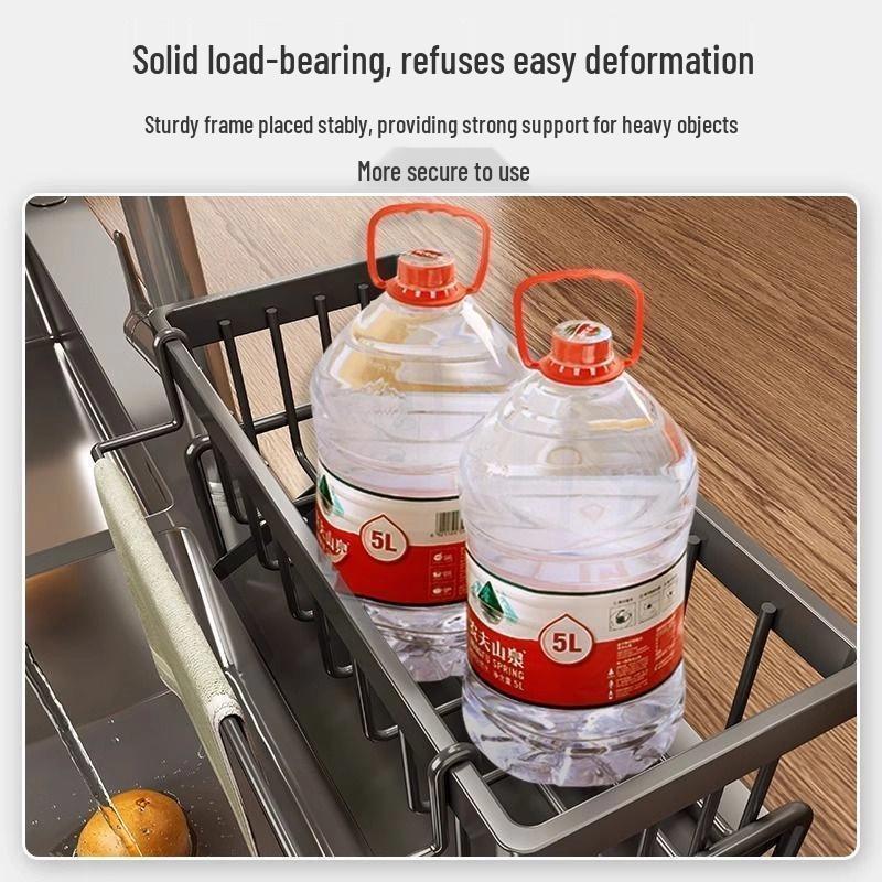 Multi-functional Kitchen Sink Rack: Countertop Storage & Draining Shelf with Faucet Scouring Pad Holder