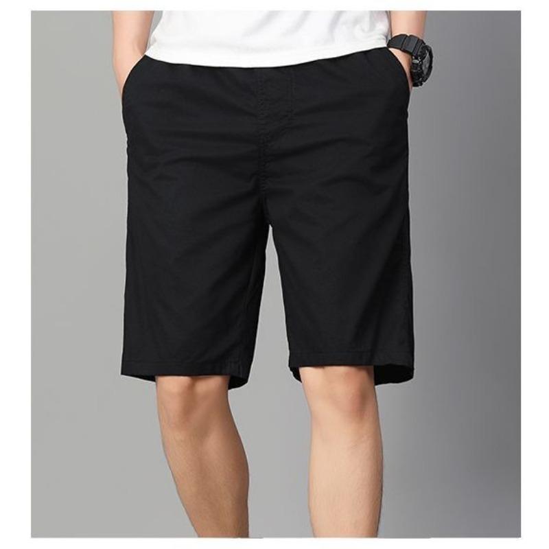 Men's Casual Solid Color Shorts Elastic Waist Lightweight Breathable Mid Length Outdoor Wear