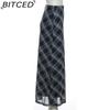 BITCED Summer Women's Solid-Color Slim-Fit Pencil Skirt Street Style High-Waisted Plaid Skirt