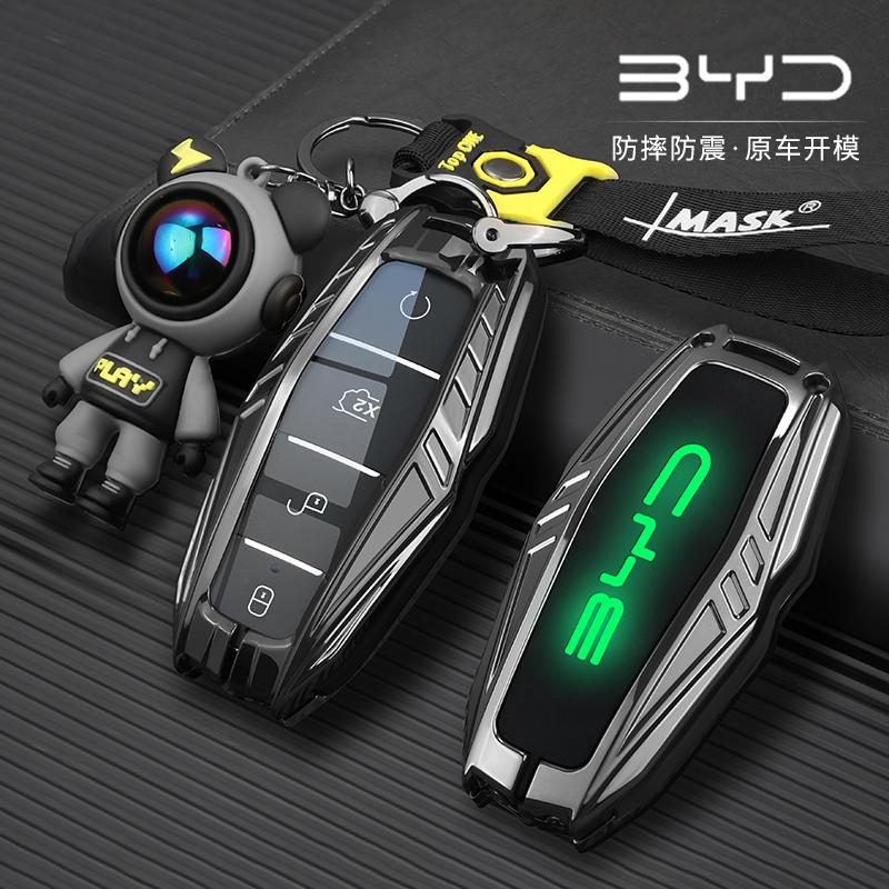 Car Zinc Alloy Leather Key Case Cover For BYD Atto 3 Han EV Dolphin Lied Tang Dm Qin PLUS Song Pro MAX Yuan Keychain Accessories