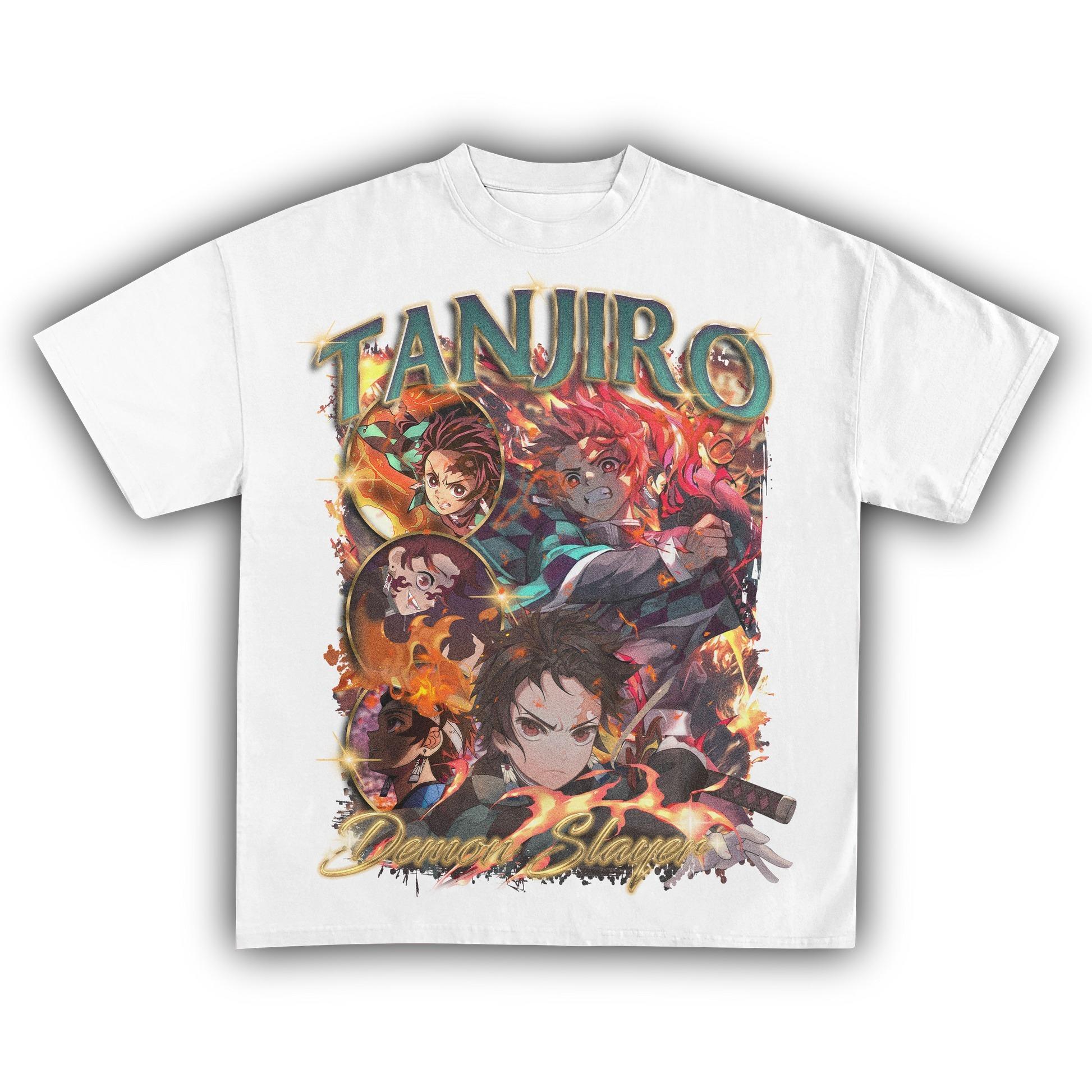 

Demon Slayer Tanjiro Kamado T-Shirt Men Vintage Anime Graphic Tee Casual Cotton Streetwear S разноцветный