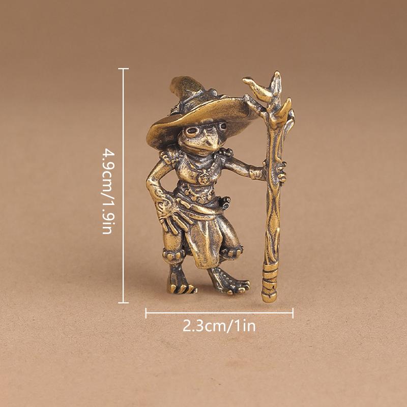Vintage Messing Frosch Zauberer Statue Desktop Ornament Metall Niedliche Figuren Miniaturen Heim- und Bürodekoration Autoornamente